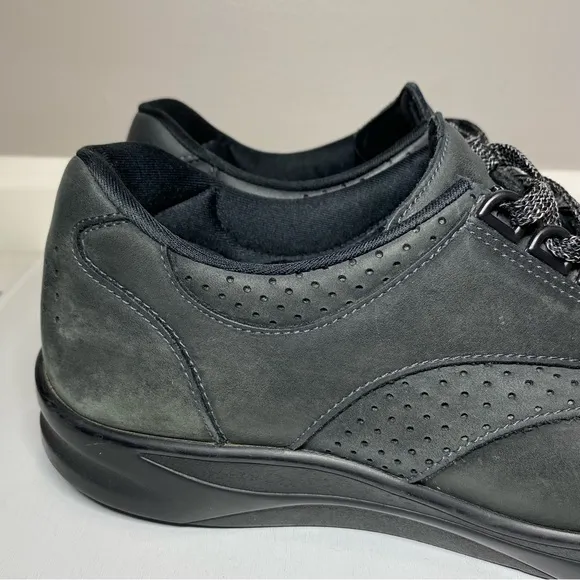 SAS Walk Easy Walking Shoes Women’s 8 N Comfort Leather Nero Gray/Black Sneakers