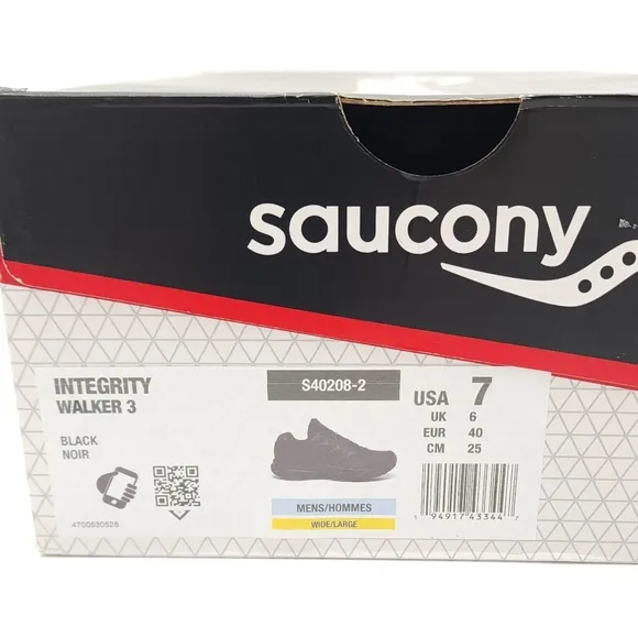 Saucony Integrity Walker 3 Men's Black Sneakers Shoes FormFit Size 7 Wide