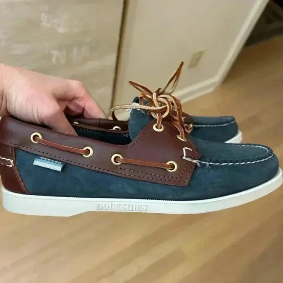Sebago Docksides Women NEW Spinnaker 2-Eye Slip On Suede Boat Shoes Loafers 7.5