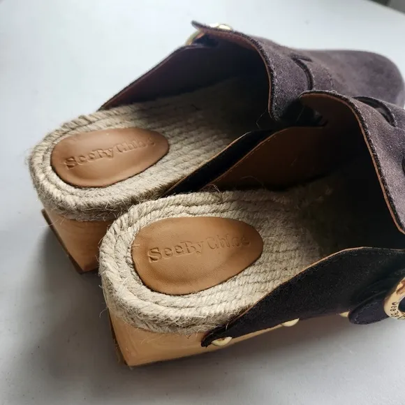 See By Chloe VIVIANE SUEDE BUCKLE MULE CLOGS size 40 BNWOB