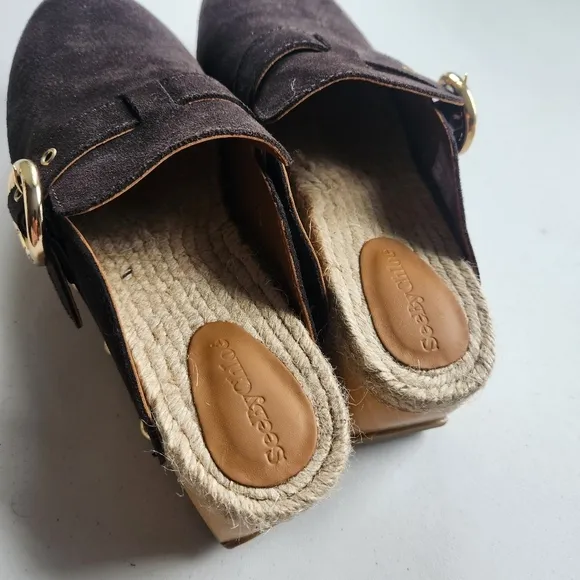 See By Chloe VIVIANE SUEDE BUCKLE MULE CLOGS size 40 BNWOB