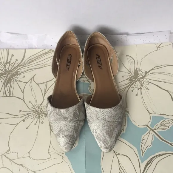 Seychelles Cello Taupe White D'orsay Flats  9 Wide