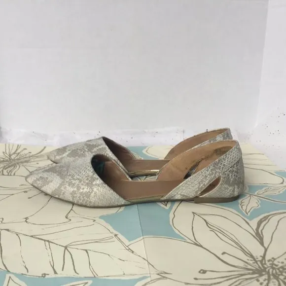 Seychelles Cello Taupe White D'orsay Flats  9 Wide