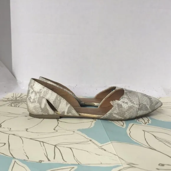 Seychelles Cello Taupe White D'orsay Flats  9 Wide