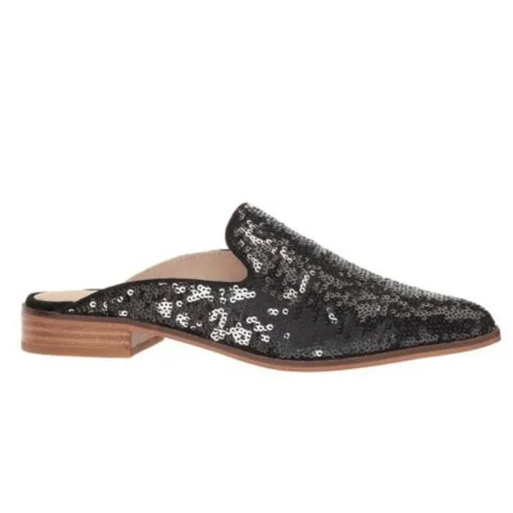 Shellys London Black Sequin Cantara Leather Mule
