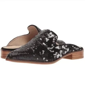 Shellys London Black Sequin Cantara Leather Mule
