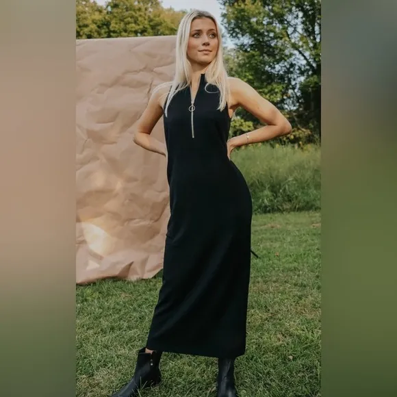 Show Me Your Mumu Charlie Zip Dress Black Ribbed