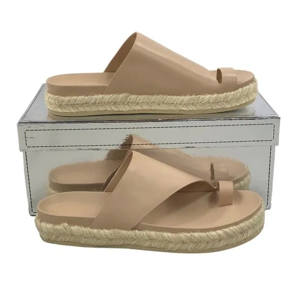 Sigerson Morrisin Laddie Padded Leather Slides in Light Latte Espadrille