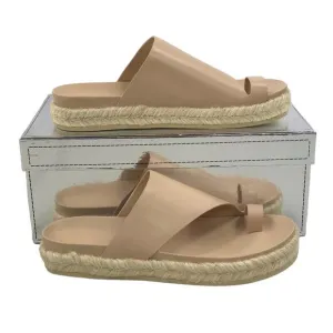Sigerson Morrisin Laddie Padded Leather Slides in Light Latte Espadrille