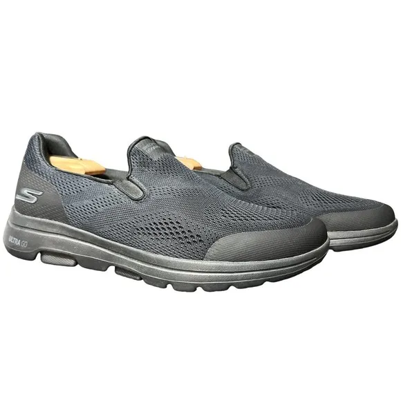 Skechers Air Cooled Goga Mat Go Walk Black‎ Quick Fit Slip On Shoe Size 10
