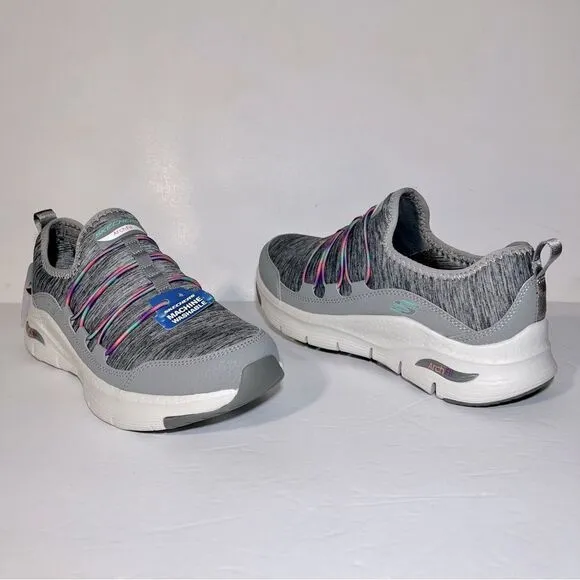 Skechers Arch Fit Rainbow View Washable Bungee Slip-On Sneakers