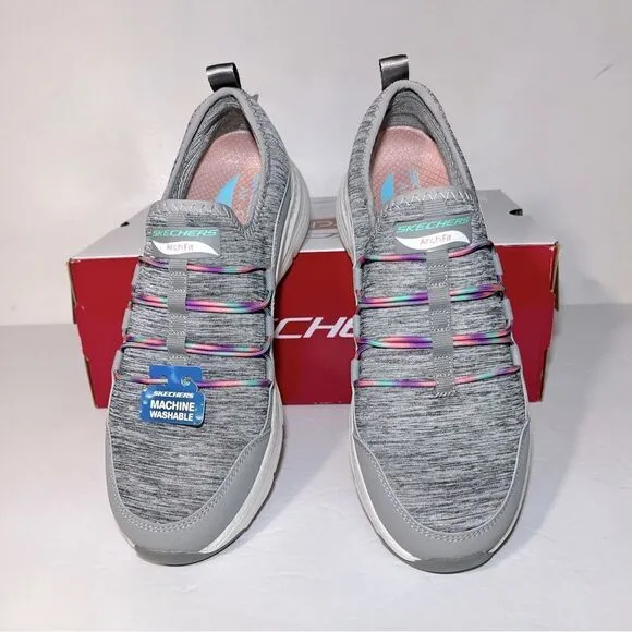 Skechers Arch Fit Rainbow View Washable Bungee Slip-On Sneakers