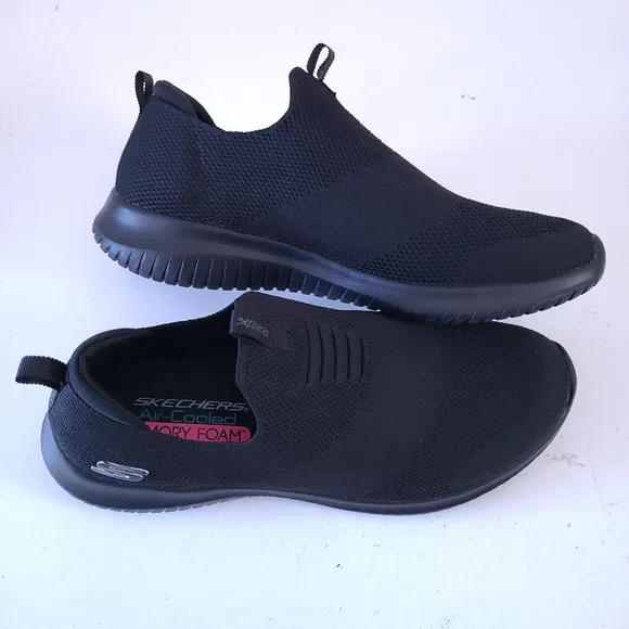 Skechers Black Knit Memory Foam Slip On Sneakers 10