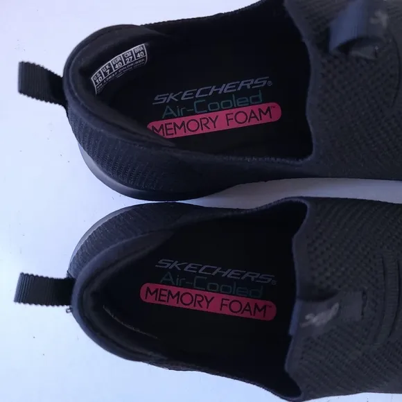 Skechers Black Knit Memory Foam Slip On Sneakers 10