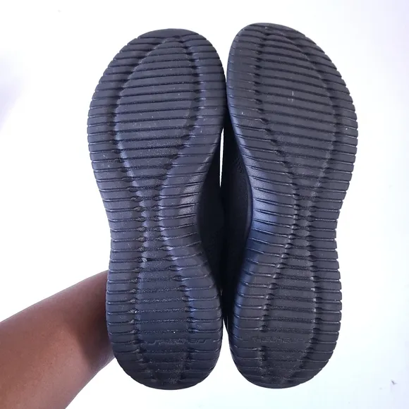 Skechers Black Knit Memory Foam Slip On Sneakers 10