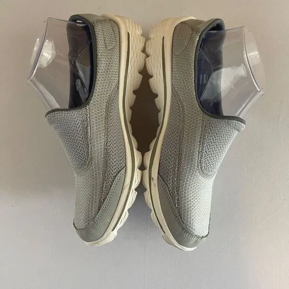 Skechers Go Walk 2 Womens 7 Slip On Comfort Sneakers Shoes Grey Gray White 13590
