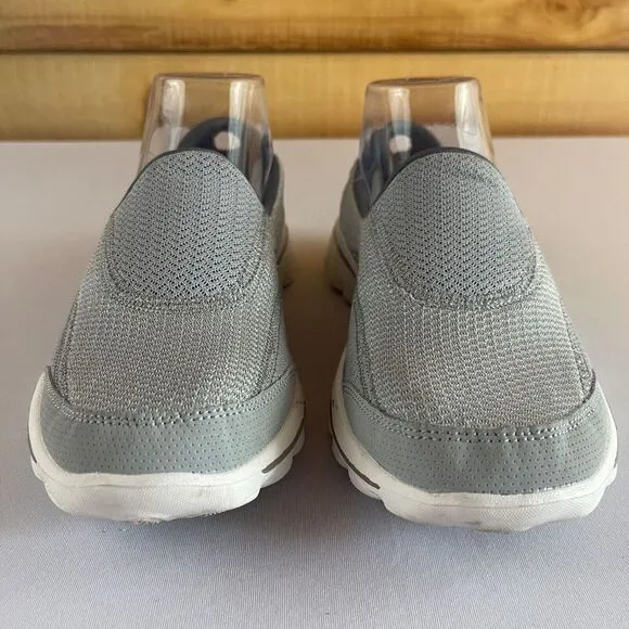 Skechers Go Walk 2 Womens 7 Slip On Comfort Sneakers Shoes Grey Gray White 13590