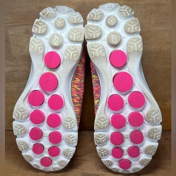 Skechers Go Walk 3 Womens Size 9.5 Slip On Shoes Sneakers Pink Yellow 14061