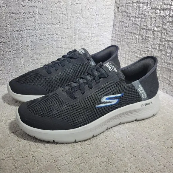 Skechers Go Walk Flex Hands Up Men's 10.5 black Mesh Hands Free Slip In Sneakers