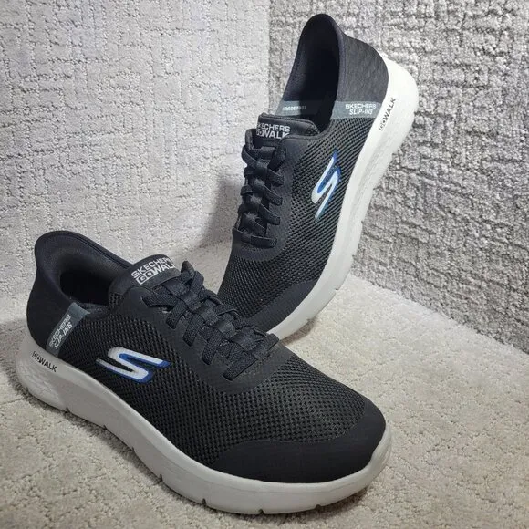 Skechers Go Walk Flex Hands Up Men's 10.5 black Mesh Hands Free Slip In Sneakers