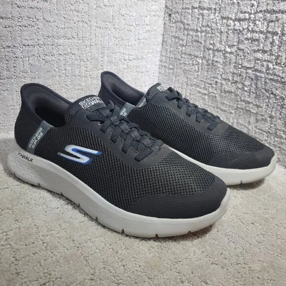 Skechers Go Walk Flex Hands Up Men's 10.5 black Mesh Hands Free Slip In Sneakers