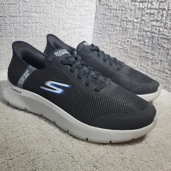 Skechers Go Walk Flex Hands Up Men's 10.5 black Mesh Hands Free Slip In Sneakers