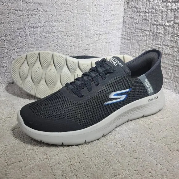 Skechers Go Walk Flex Hands Up Men's 10.5 black Mesh Hands Free Slip In Sneakers