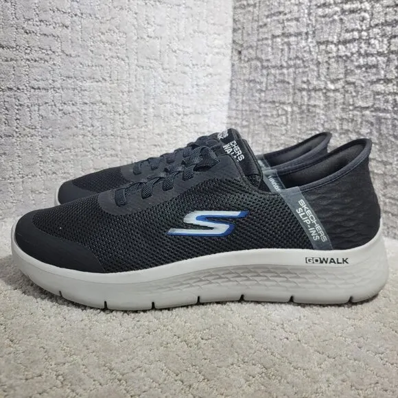 Skechers Go Walk Flex Hands Up Men's 10.5 black Mesh Hands Free Slip In Sneakers