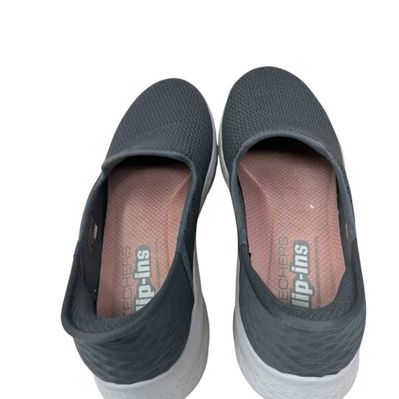Skechers Go Walk Flex Slip In Hands Free Grey Comfort Shoes Sneakers Womens 10