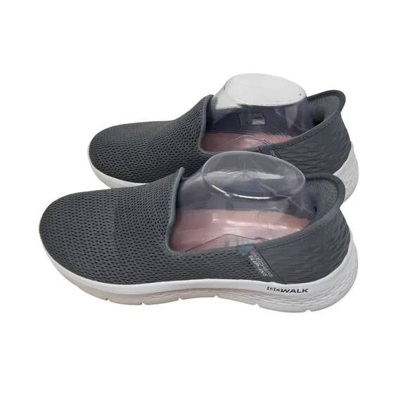 Skechers Go Walk Flex Slip In Hands Free Grey Comfort Shoes Sneakers Womens 10