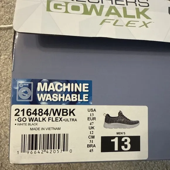 Skechers Go Walk Men's 13 Shoes Sneakers Flex Ultra Gray Black No Tie NWT