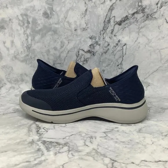 Skechers Mens 9 Navy Go Walk Arch Fit Walking Sneakers Shoes Slip On P1-104