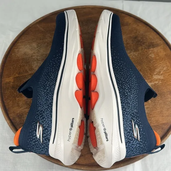 Skechers Shoes Mens 10 Extra Wide Blue Orange Slip On Sneakers Go Walk Goga Mat