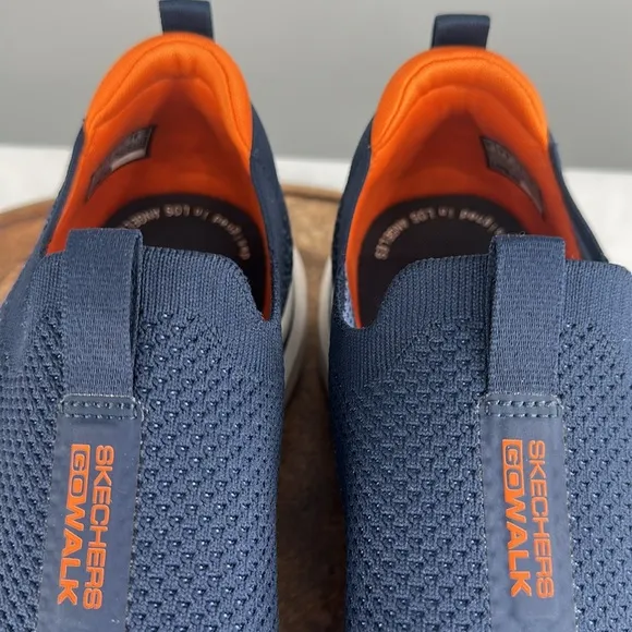 Skechers Shoes Mens 10 Extra Wide Blue Orange Slip On Sneakers Go Walk Goga Mat