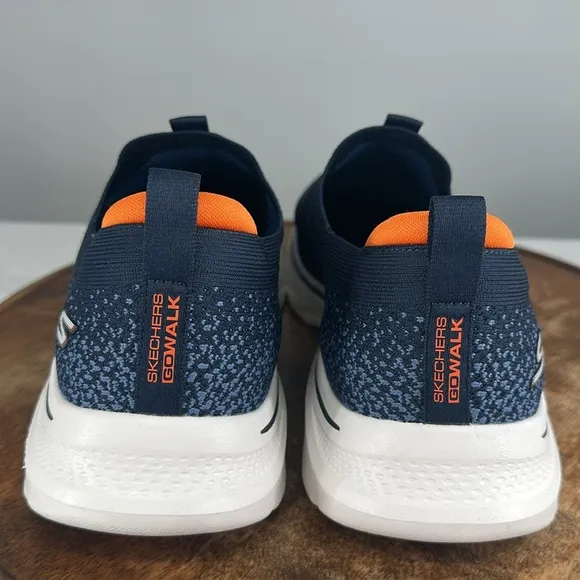 Skechers Shoes Mens 10 Extra Wide Blue Orange Slip On Sneakers Go Walk Goga Mat