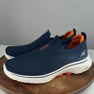Skechers Shoes Mens 10 Extra Wide Blue Orange Slip On Sneakers Go Walk Goga Mat