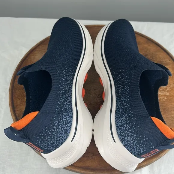 Skechers Shoes Mens 10 Extra Wide Blue Orange Slip On Sneakers Go Walk Goga Mat