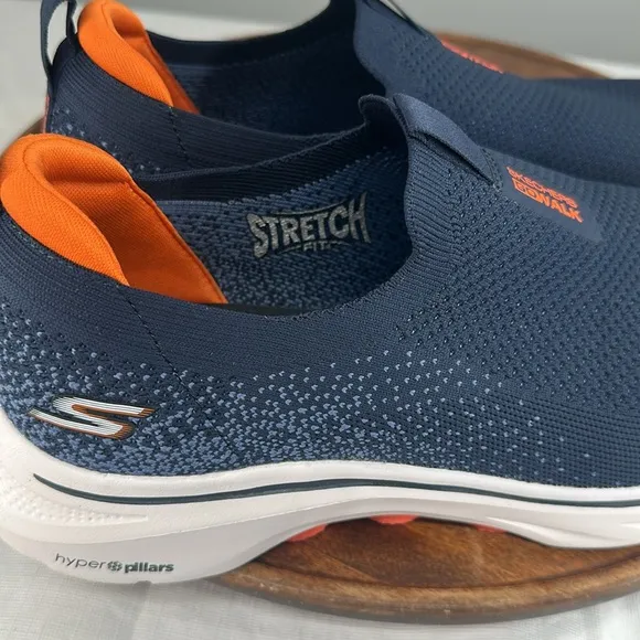 Skechers Shoes Mens 10 Extra Wide Blue Orange Slip On Sneakers Go Walk Goga Mat