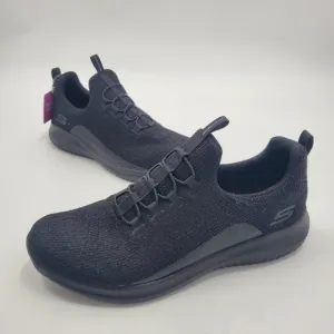 Skechers Ultra Flex Black Glitter Knit Trainers Sneakers Memory Foam NEW