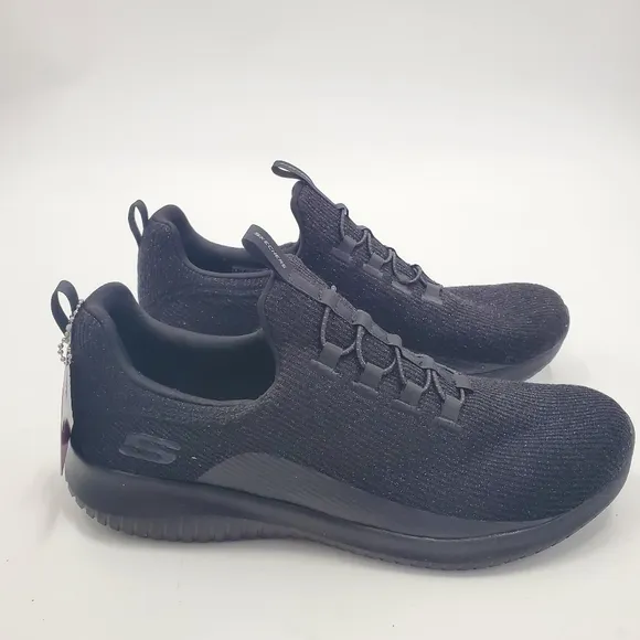 Skechers Ultra Flex Black Glitter Knit Trainers Sneakers Memory Foam NEW