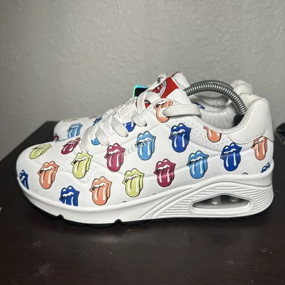 Skechers Uno X The Rolling Stones Damen White Multicolor Sneaker Womens Size 7