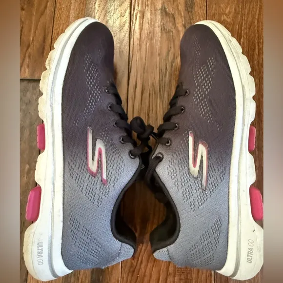 Skechers Go‎ Walk 5 Alive Black Hot Pink Womens Casual Sneakers 15929 Size 6.5