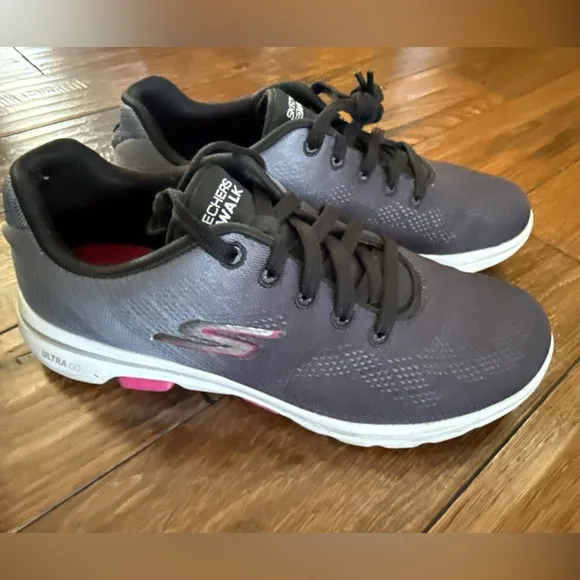 Skechers Go‎ Walk 5 Alive Black Hot Pink Womens Casual Sneakers 15929 Size 6.5