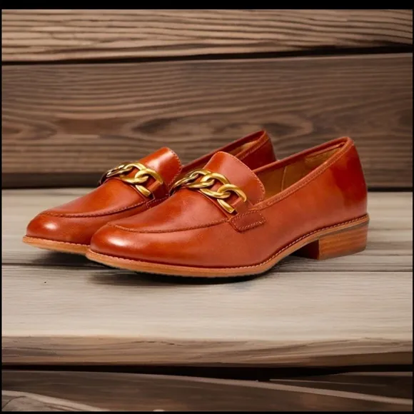 SOFFT Nevara Italian Leather Loafer W/Gold Chain Cushioned Comfort Man-Made Sz7M