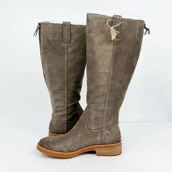 Sofft Womens Samantha II Tall Boots Size 11M Dark Taupe Grey Suede Leather NIB