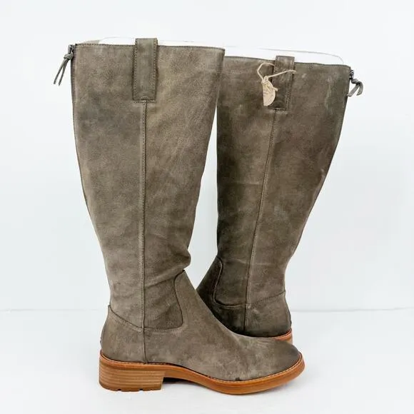 Sofft Womens Samantha II Tall Boots Size 11M Dark Taupe Grey Suede Leather NIB