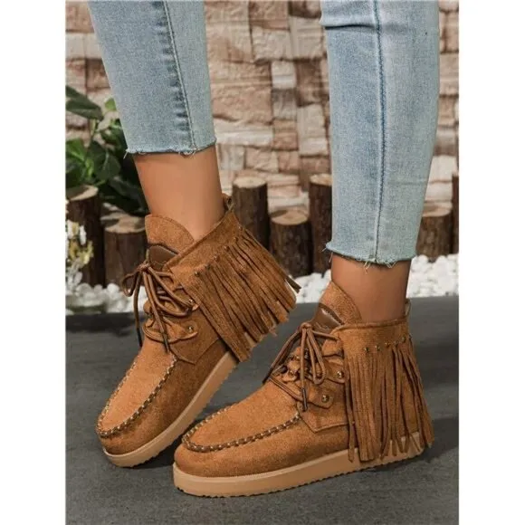 Soft Bottom Lightweight Ankle Boots, Fashion Metal Rivets Accent Outdoor