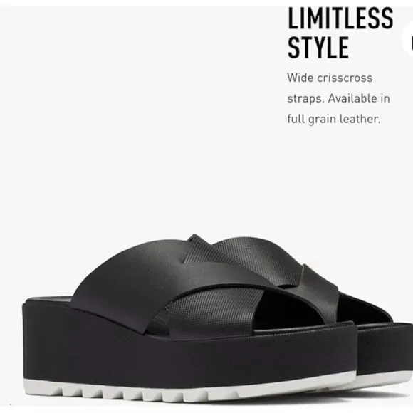 Sorel Cameron Flatform Sandals In  Black Sea Salt Sz 8; Preloved EUC