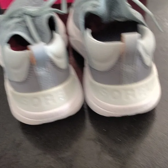 Sorel Gray and White Sneakers with Knit Upper and Cushioned Sole