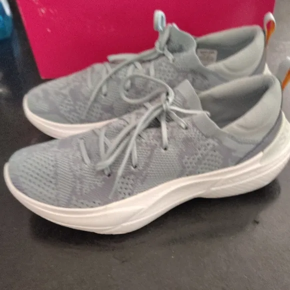 Sorel Gray and White Sneakers with Knit Upper and Cushioned Sole